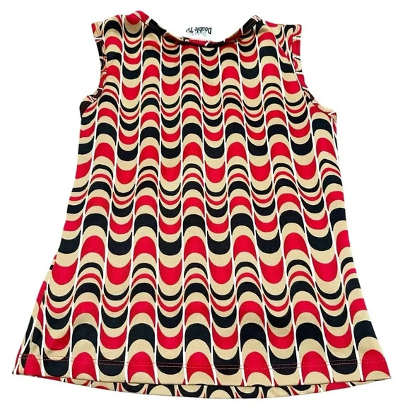 Vintage 90’s red, black, and tan wavy print sleeveless top 
Size small - Picture 2 of 10